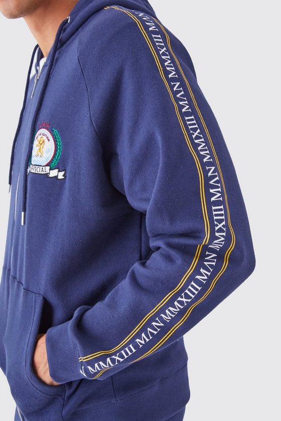 Man Gold Hoodie-Trainingsanzug mit Reißverschluss