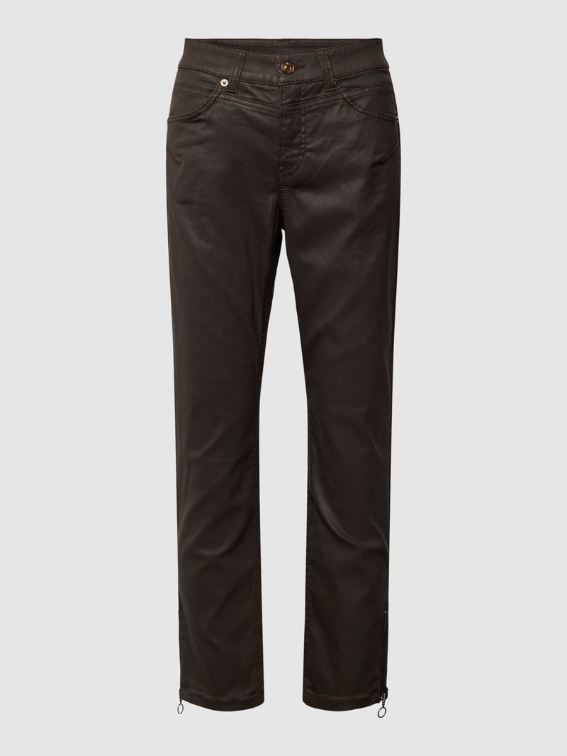 Slim Fit Stoffhose in verkürzter Passform in dunkelbraun