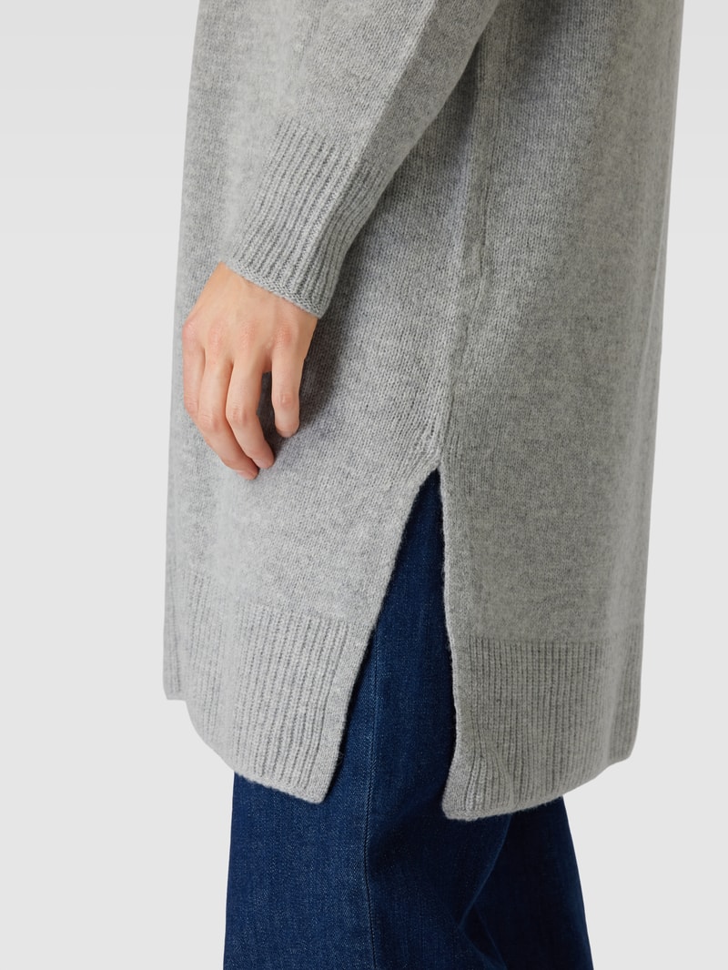 Strickcardigan mit offener Vorderseite in mittelgrau meliert