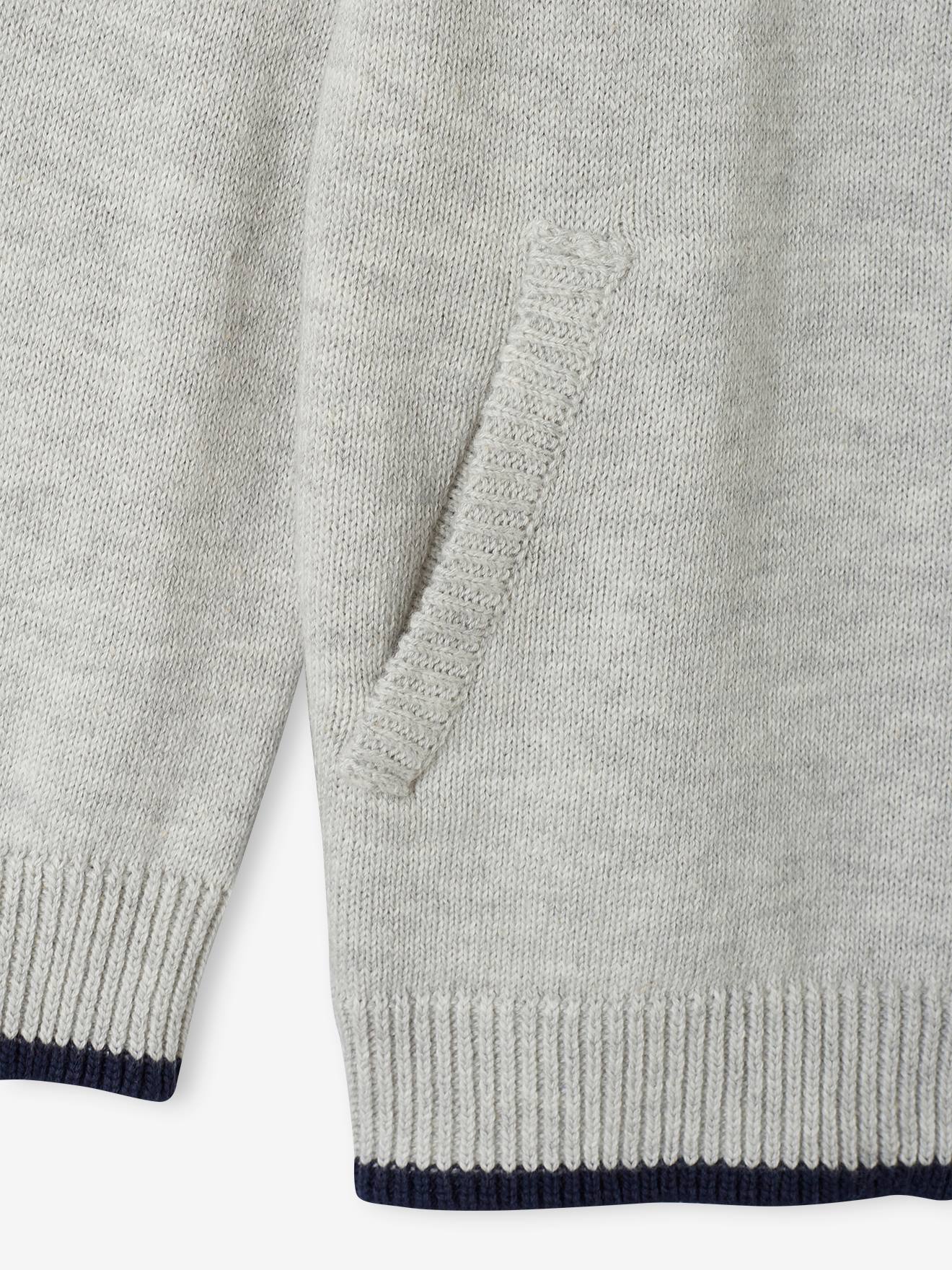 Vertbaudet Jungen Strickjacke im College, personalisierbar-Look Oeko-Tex - salbeigrün