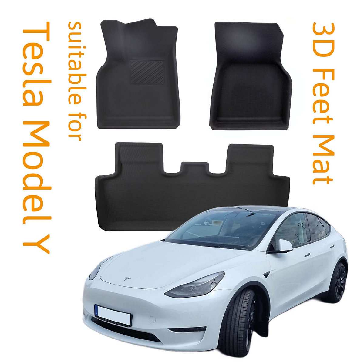 Fußmatten  für Tesla Model Y / Performance Gummimatten rutschfest wasserfest 3D Fußmatten Set passend für Tesla Model Y / Performance Gummimatten rutschfest wasserfest