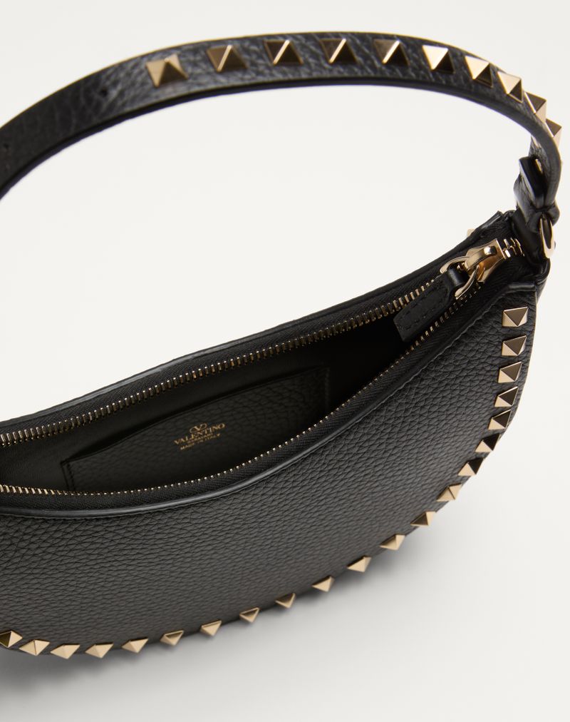 Mini Rockstud Hobo-tas van generfd kalfsleer