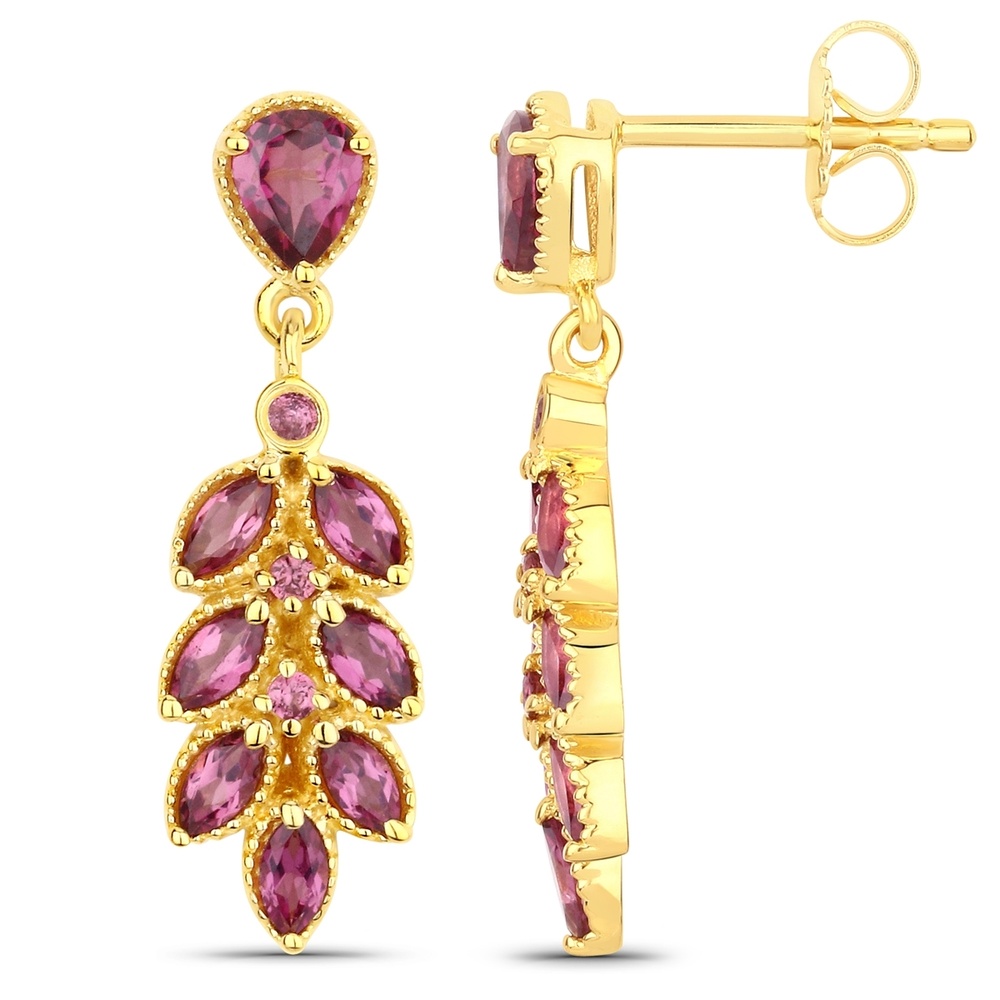 Rafaela Donata Boucles doreilles Argent sterling Rhodolite en Or jaune Bijoux
