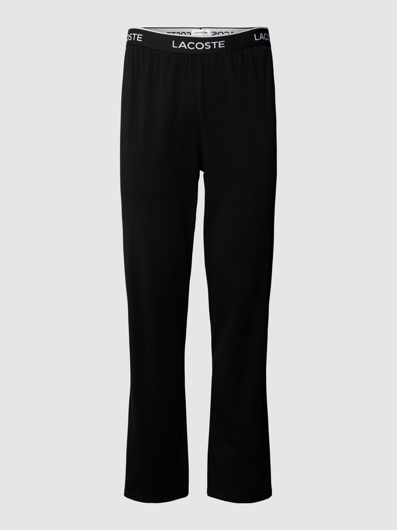 Pyjama-Hose mit elastischem Logo-Bund in schwarz