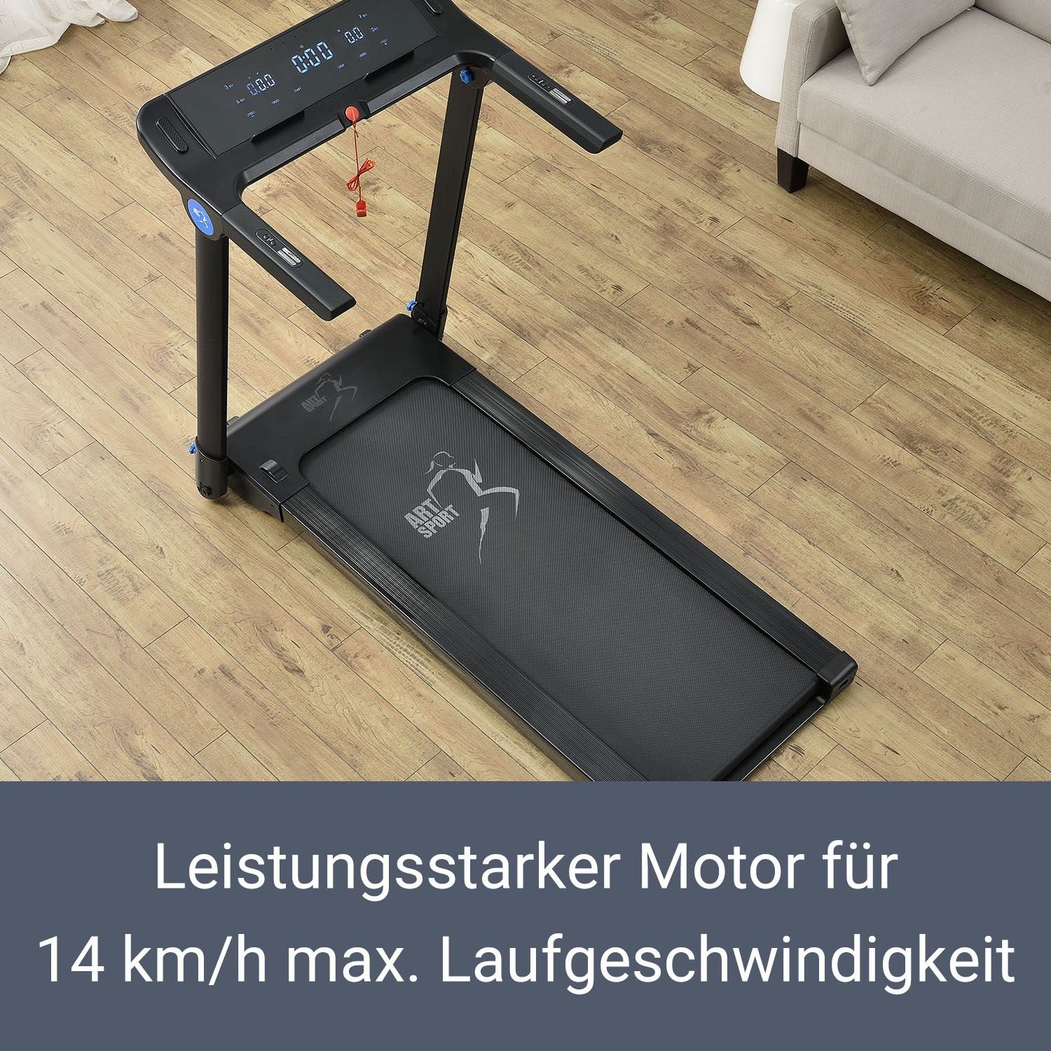 ArtSport Laufband Speedrunner SR1418, Ultra slim Design, 12 Trainingsprogramme, mit Pulssensoren
