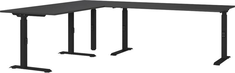 GERMANIA Eckschreibtisch Spanplatte, Metall Schwarz C-Fuß 2.400 x 2.000 x 910 mm
