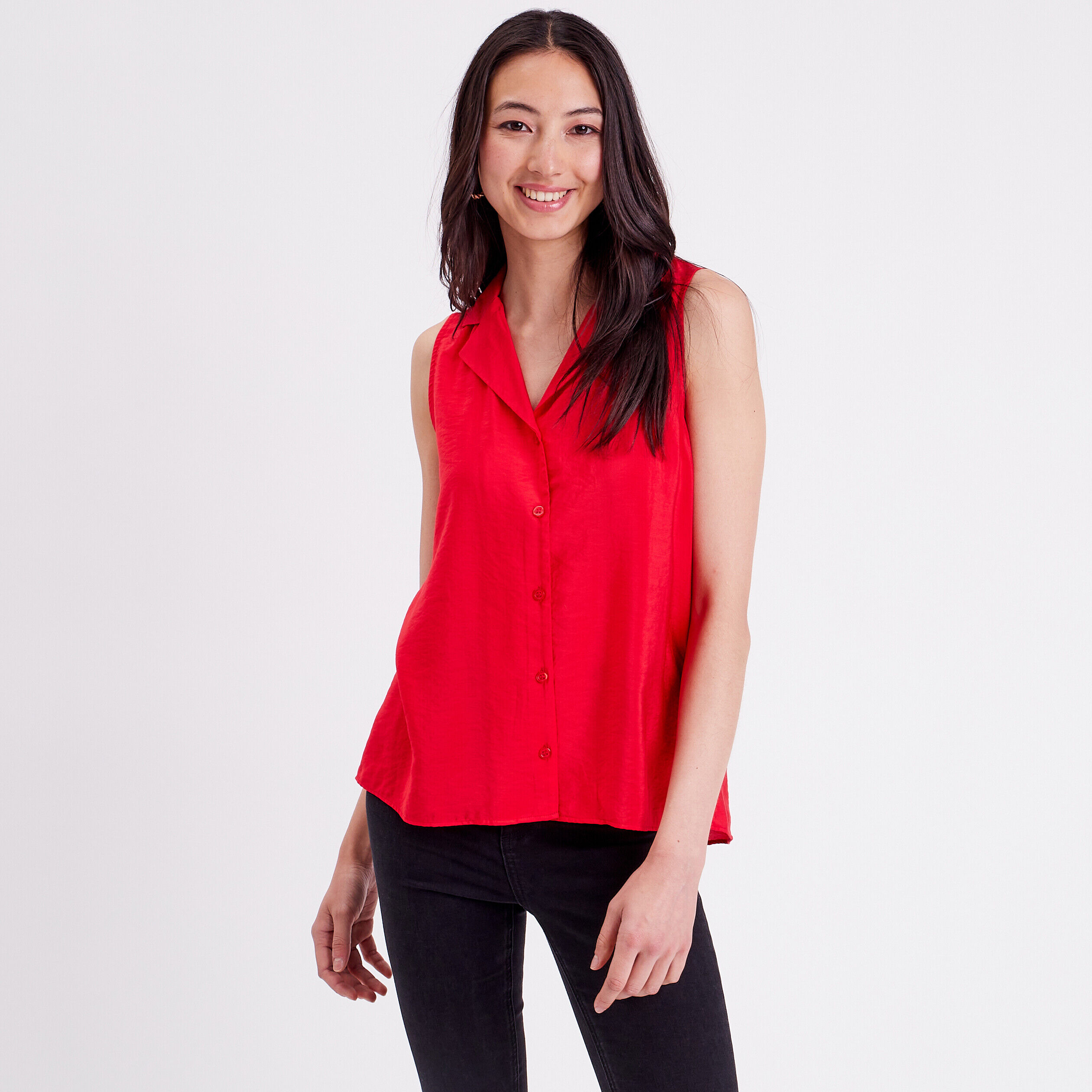 Chemise sans manches rouge femme | Cache Cache