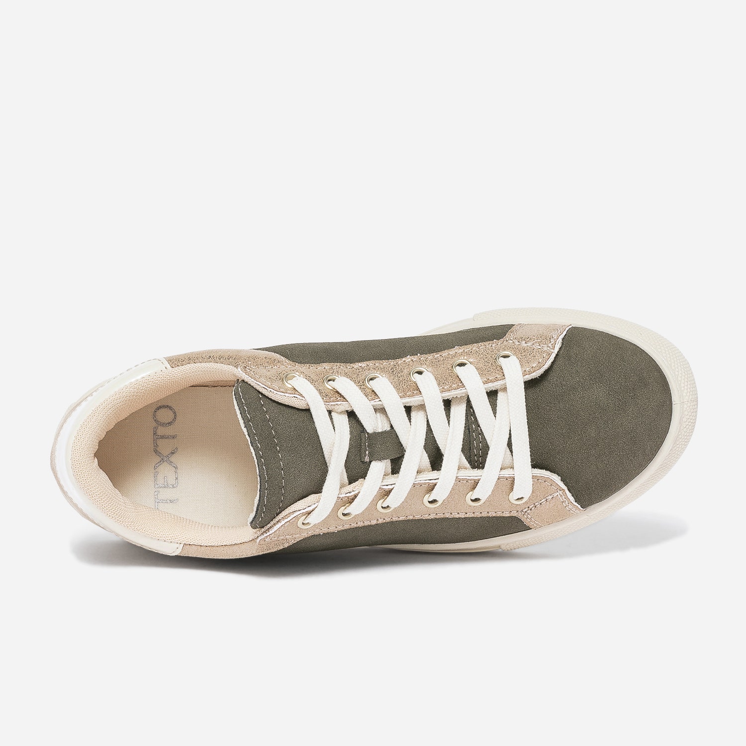 Tennis TEXTO kaki, beige et dorée