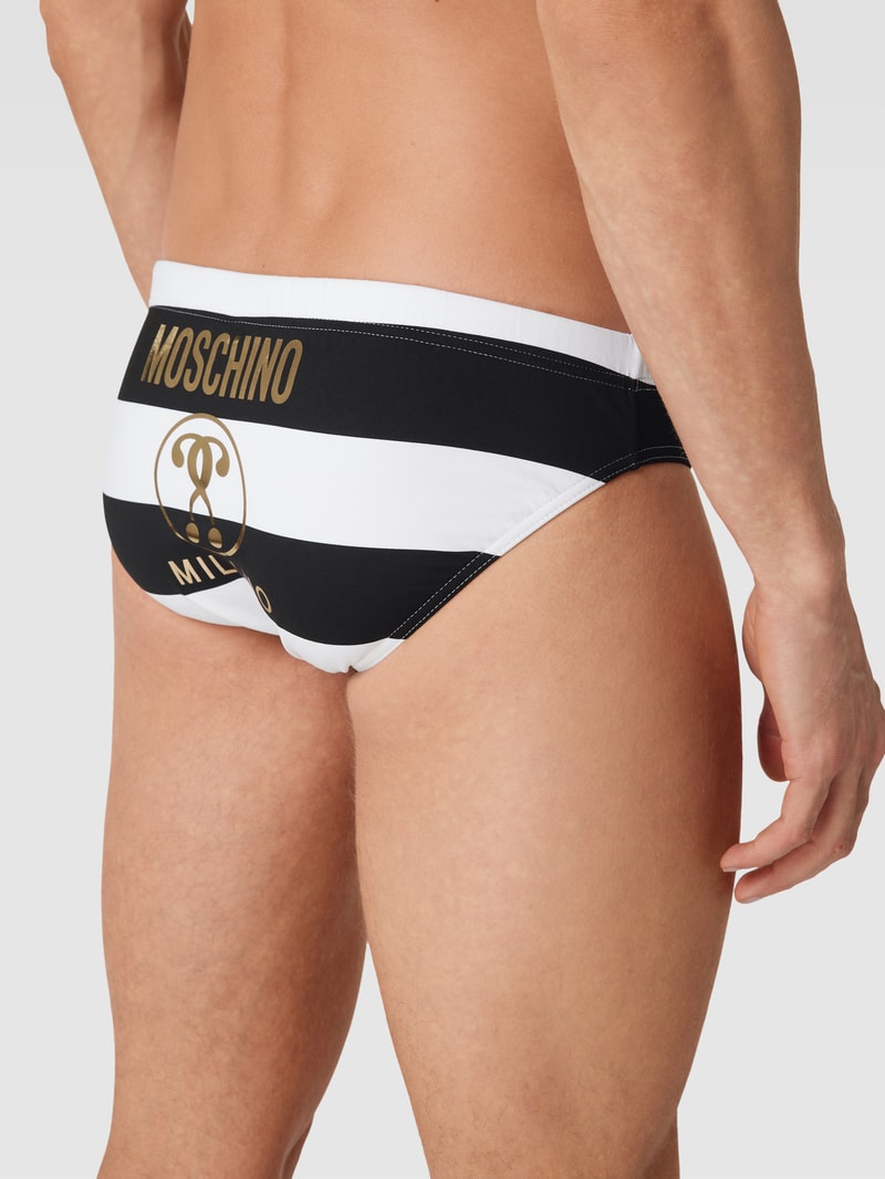 Badehose mit Streifenmuster in schwarz