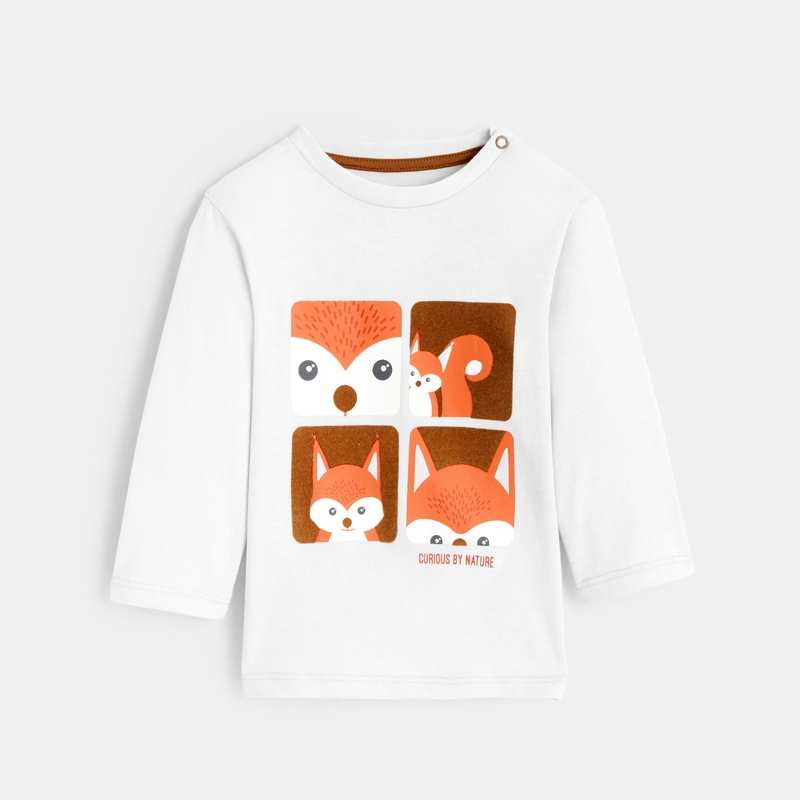 T-shirt animal zoom blanc bébé garçon