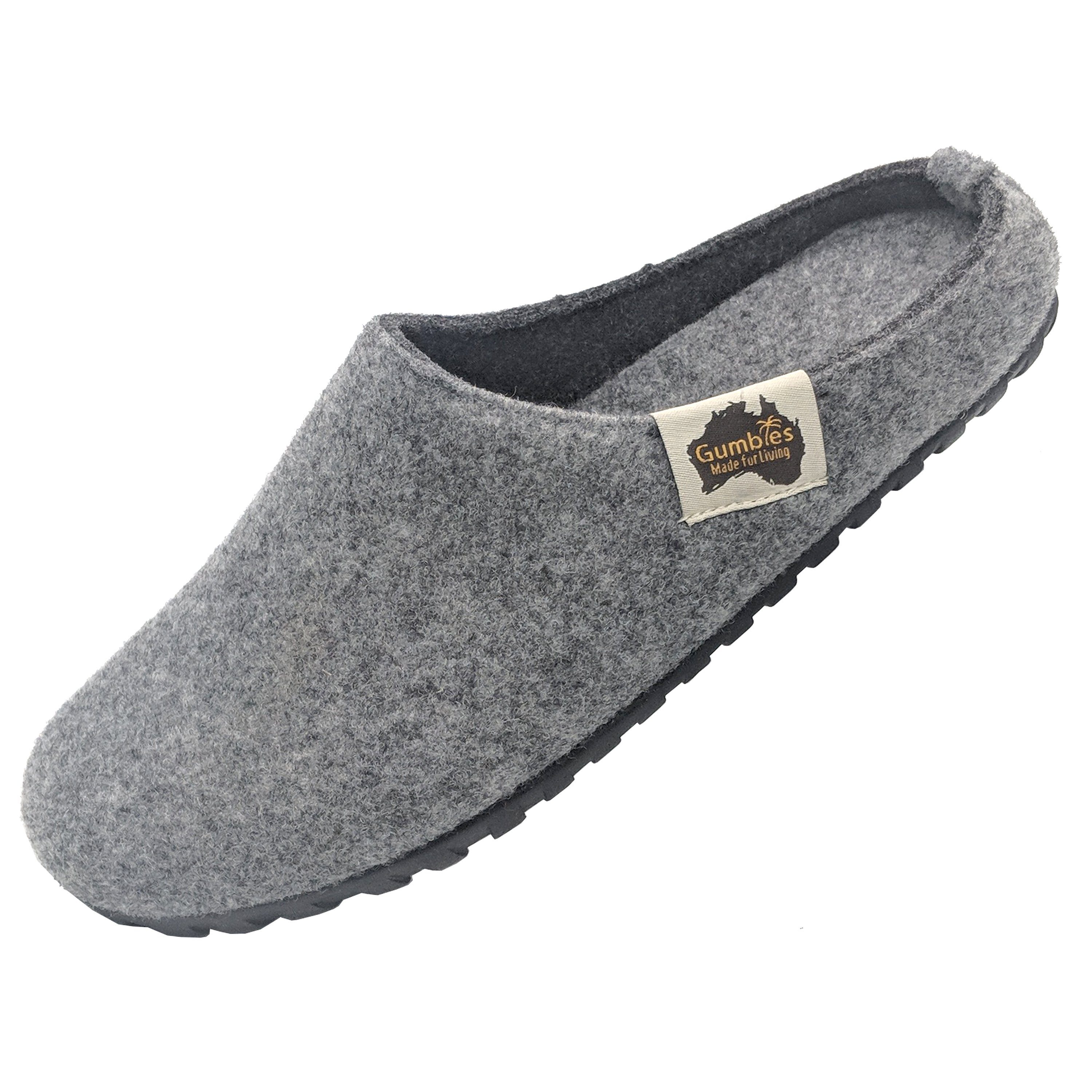 Gumbies Outback Slipper in Grey Charcoal Hausschuh aus recycelten Materialien in farbenfrohen Designs