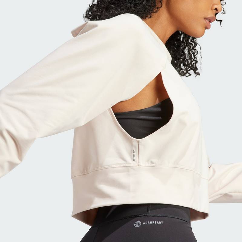 adidas Power AEROREADY Crop Cover-Up Sweatshirt Langarmshirt Damen