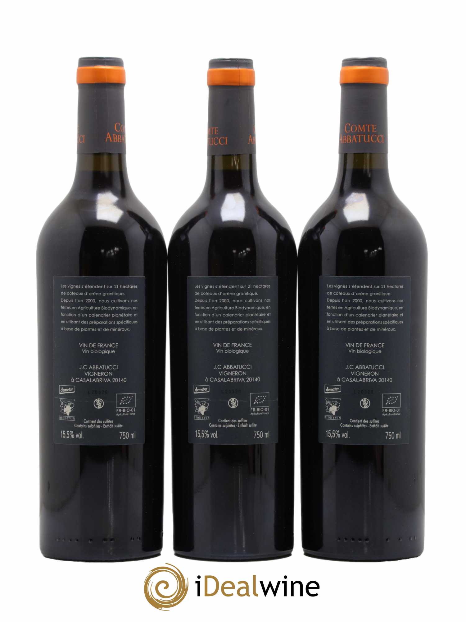Vin de France Monte Bianco Comte Abbatucci (Domaine)  2020 - Lot de 3 Bouteilles