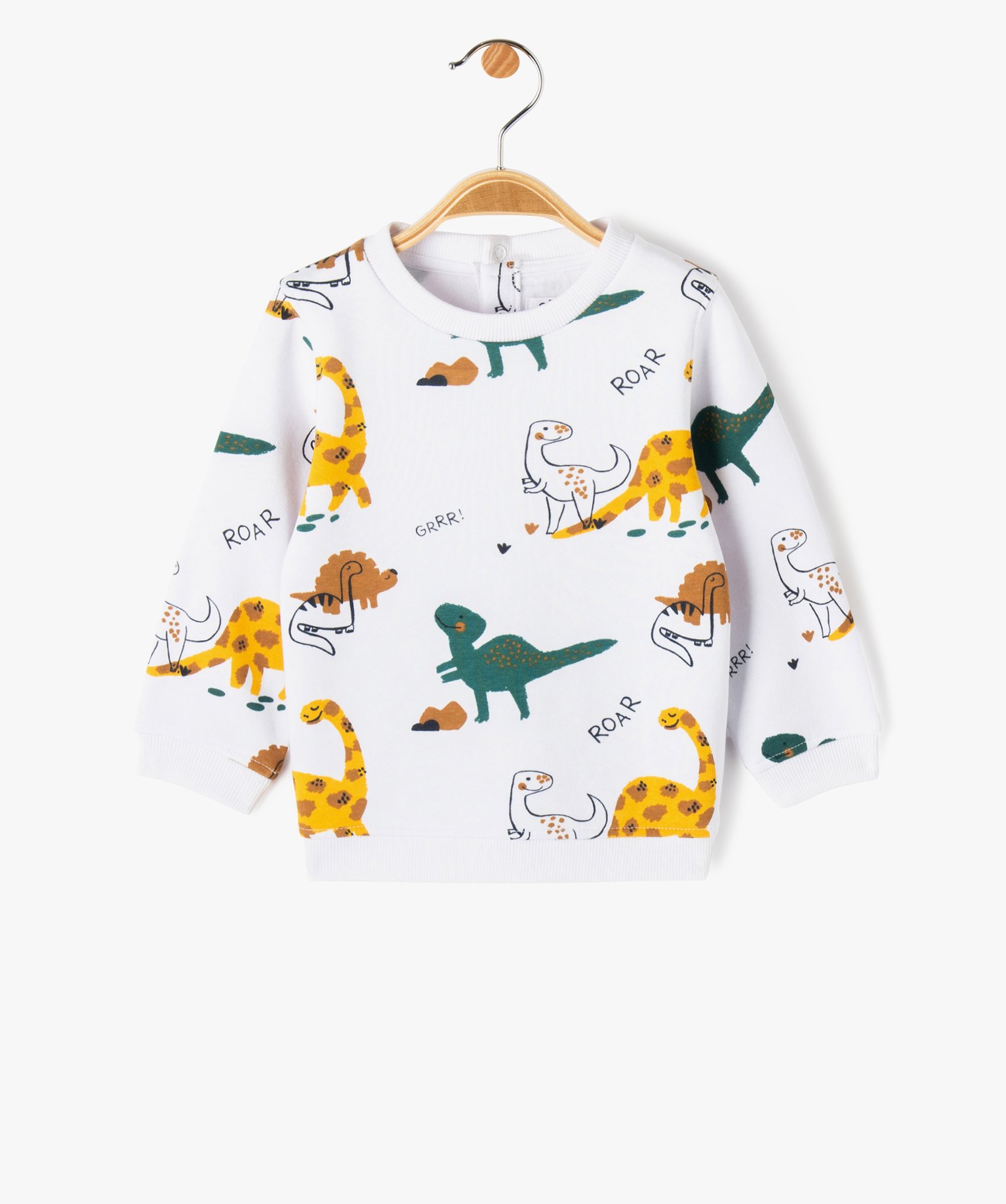 Sweat en molleton doux avec motifs bébé Garçon blanc | GEMO