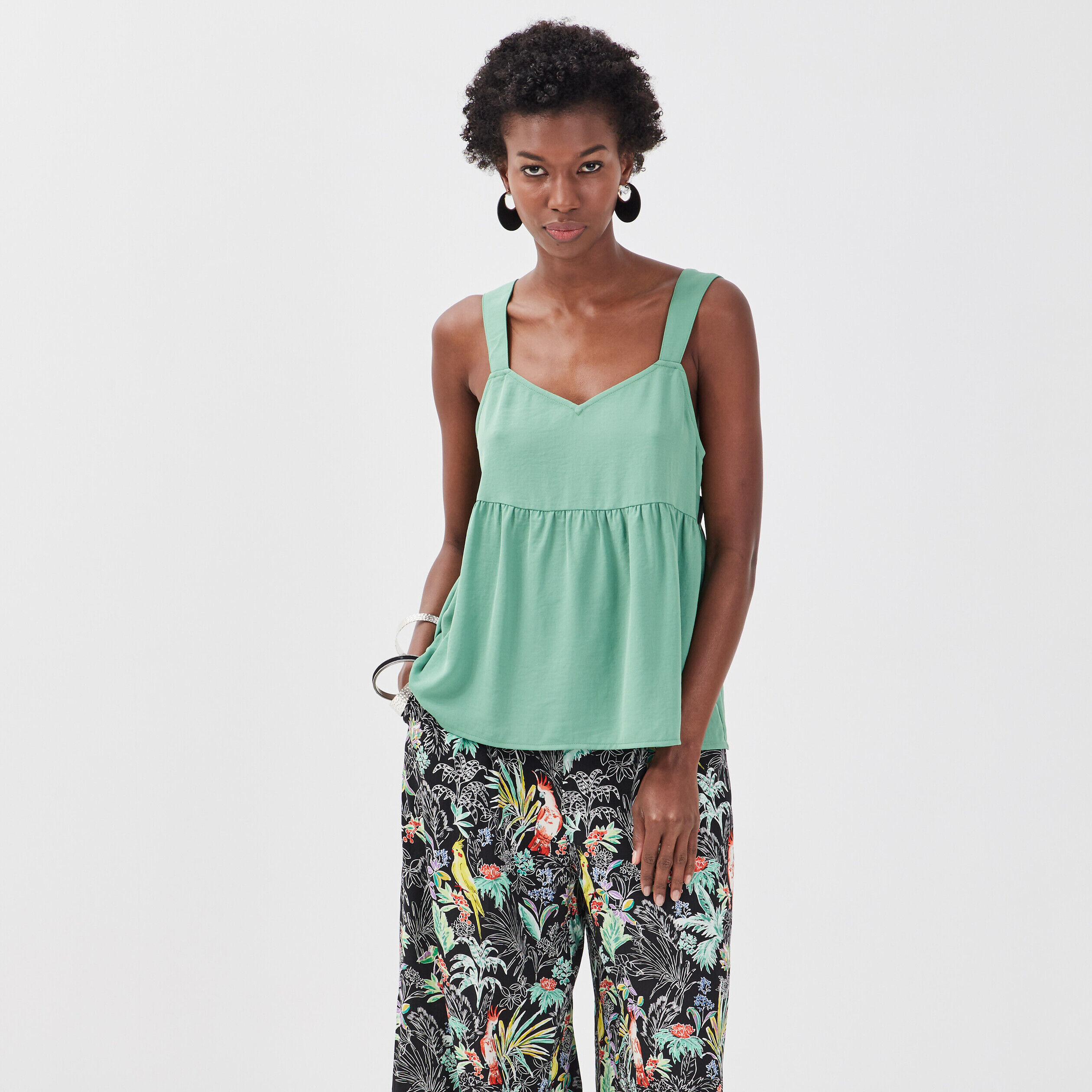 Blouse bretelles larges vert clair femme | Cache Cache