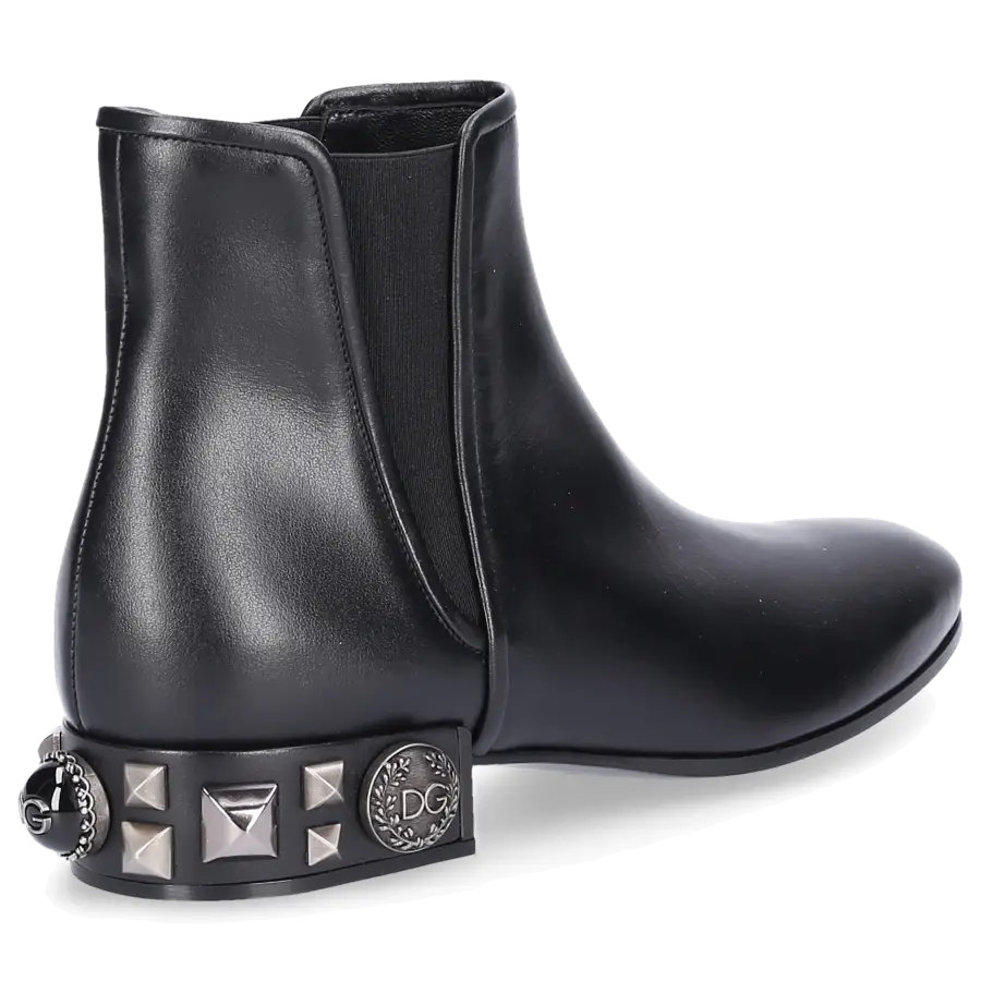 Dolce & Gabbana - Chelsea Boots NAPOLI Nappaleder Logo Nieten schwarz - schwarz