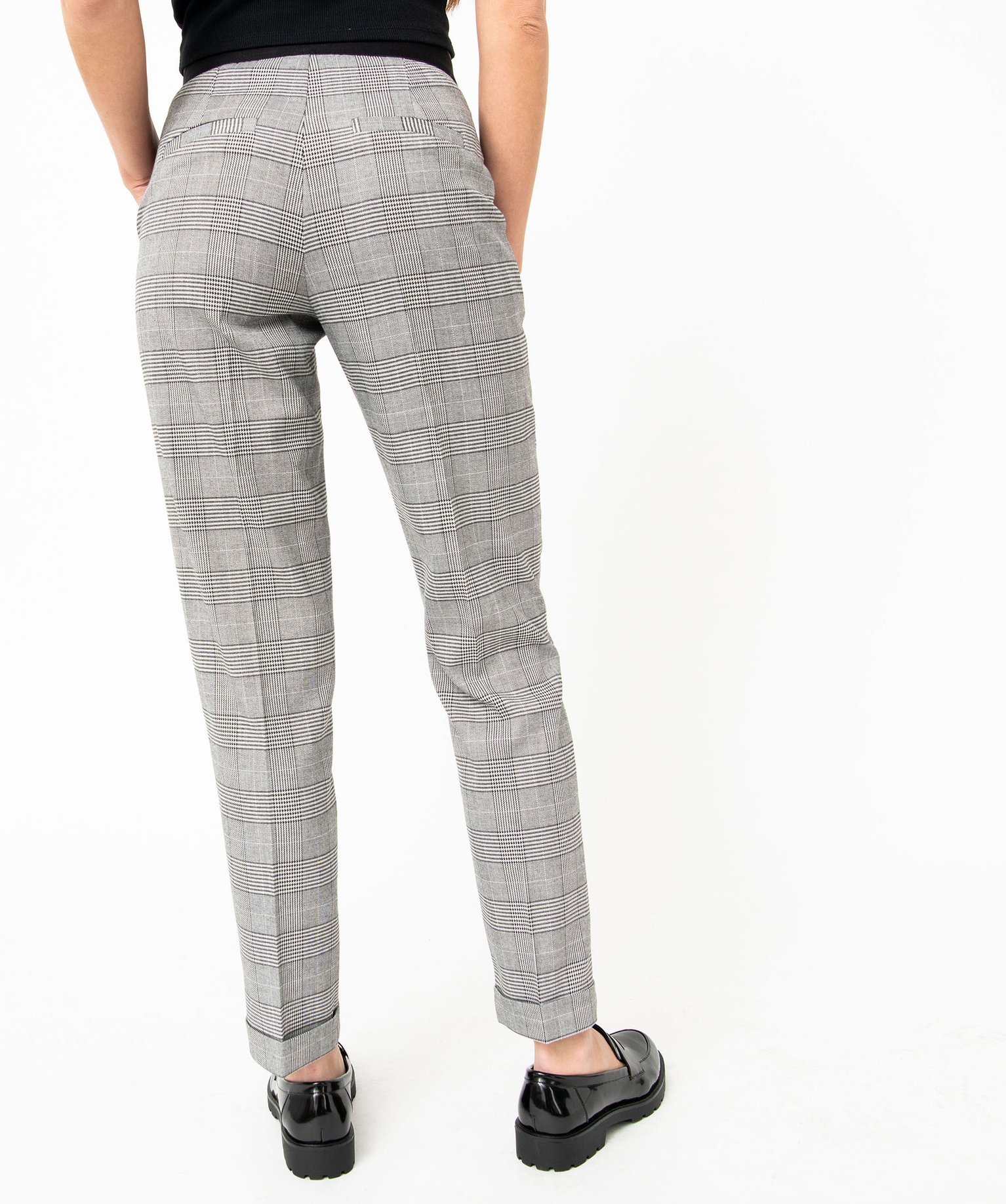 Pantalon à motif Prince de Galles et ceinture élastique femme imprime | GEMO