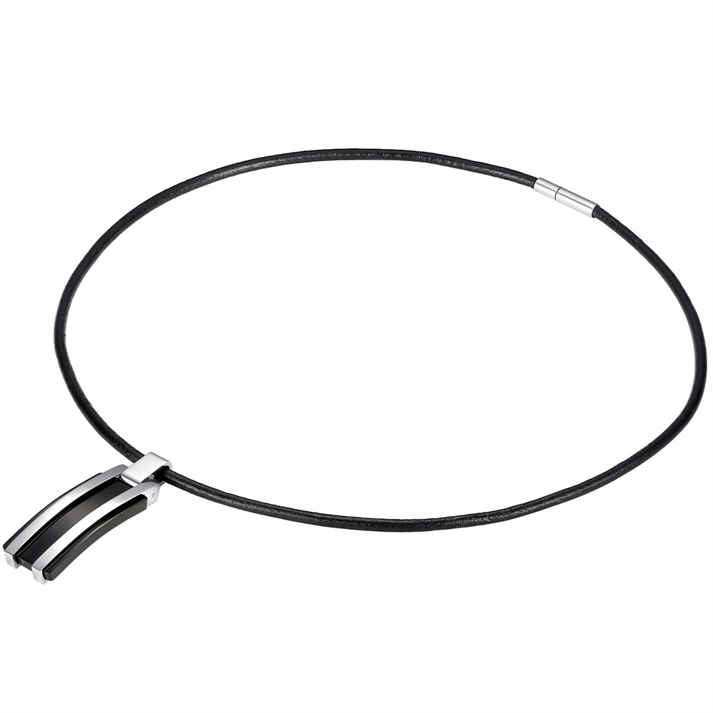 True Rebels Collier en cuir Cuir véritable en Noir collier