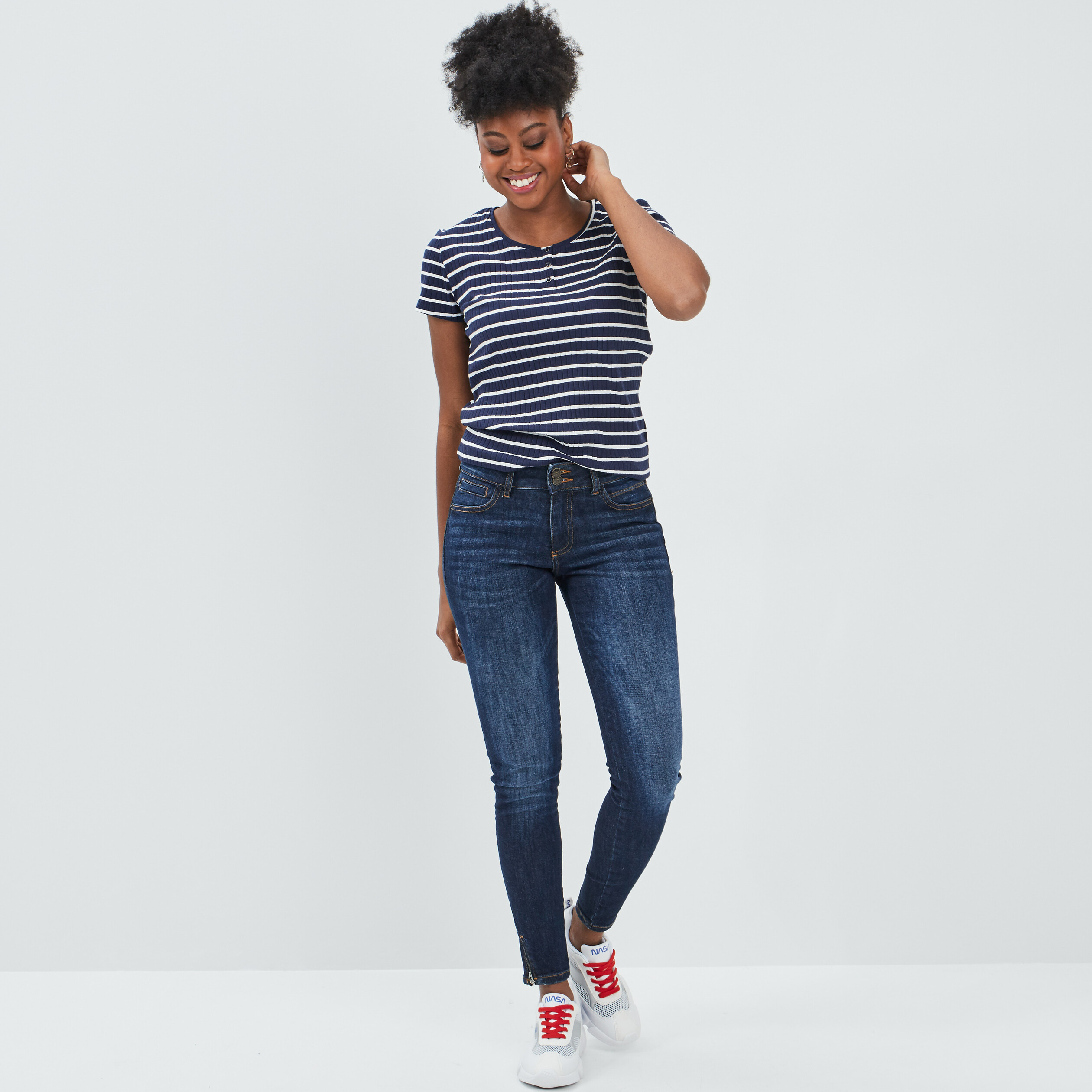 T-shirt manches courtes bleu marine femme | La Halle