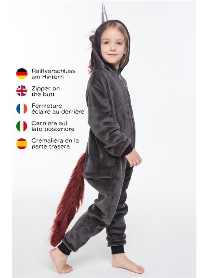 Corimori Onesie Kostüm in Anthrazit/lila günstig kaufen