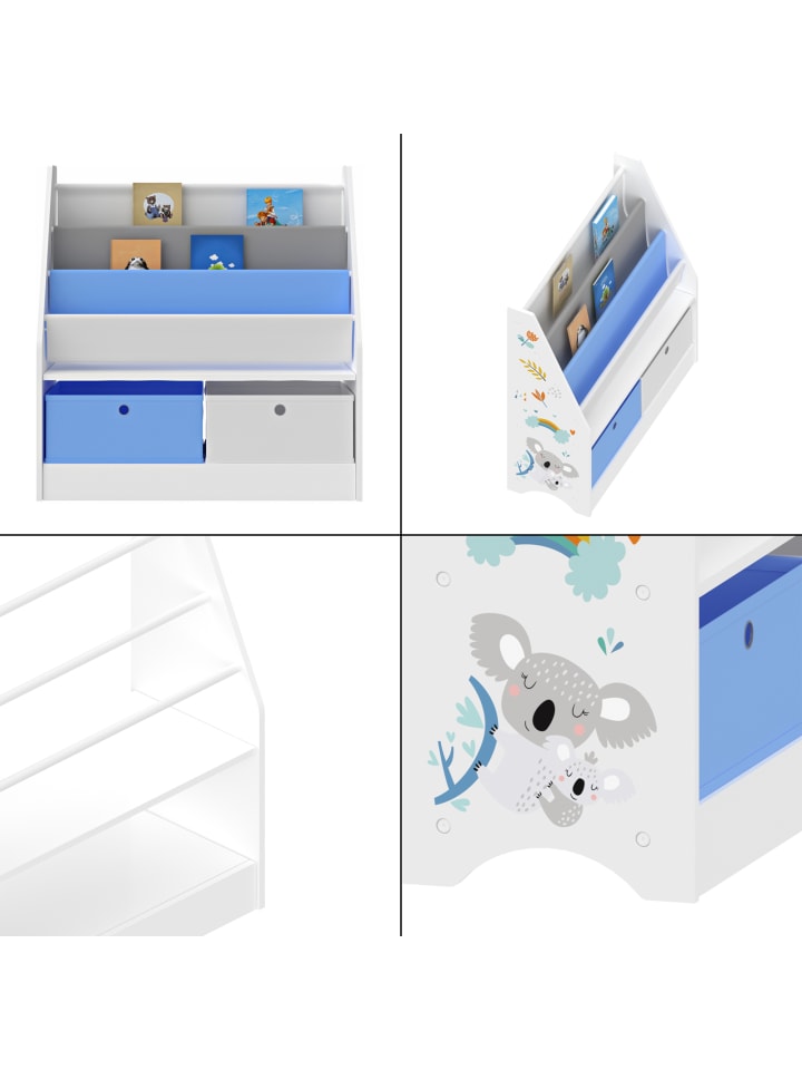 en.casa Kinderregal Neda in Blau (H)74cm (B)71cm (T)23cm günstig kaufen onesize