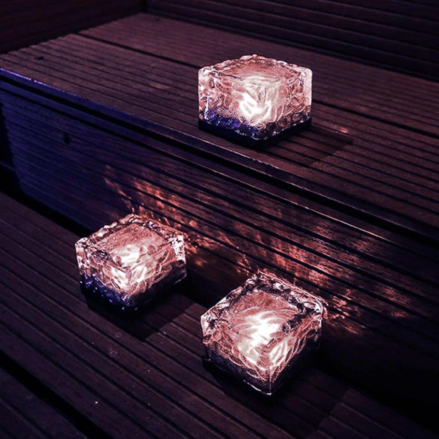 iscooter LED Solarleuchte LED Solar Bodenleuchten Glas Wegbeleuchtung Deko, Solarlampen, Außen Dekoration Lichter, für Garten, Balkon und Terrasse