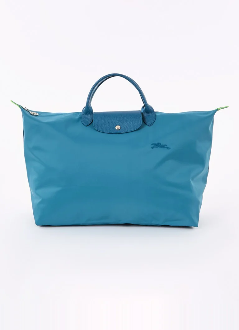Cestovní taška Longchamp Le Pliage Green, velikost S, s koženými detaily