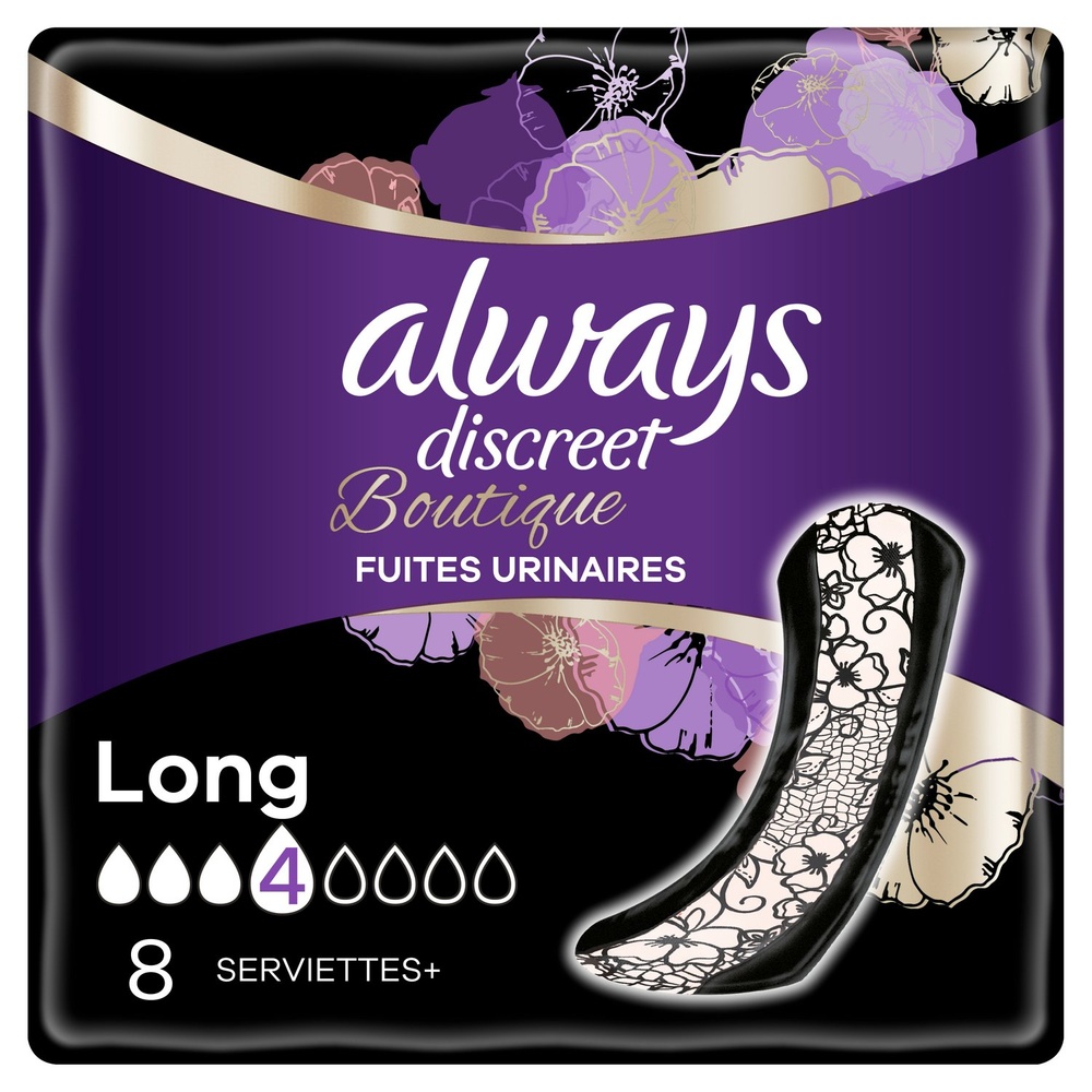 always Always Discreet Boutique Pour Fuites Urinaires x8 Serviettes Hygiéniques Pour Fuites Urinaires