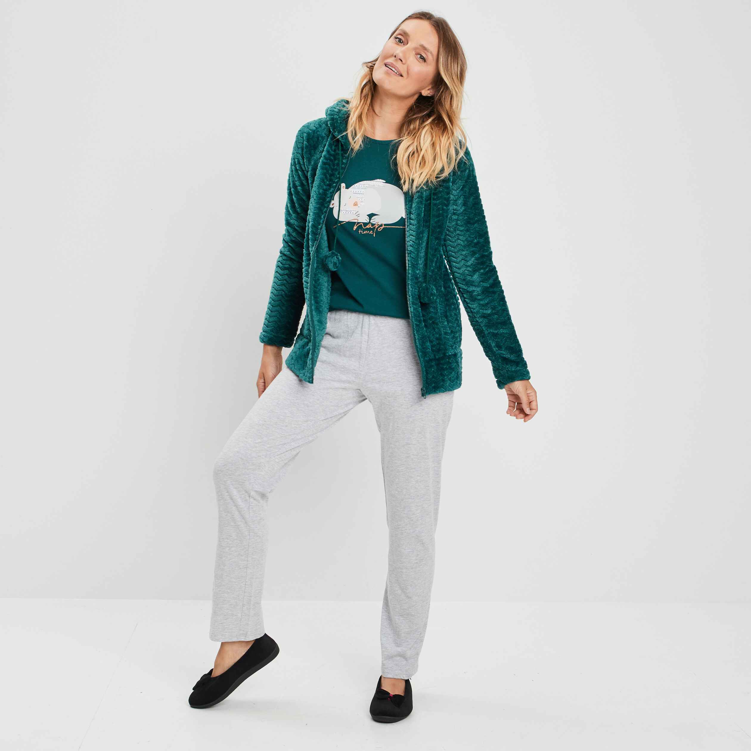Ensemble pyjama 2 pièces vert foncé femme | La Halle