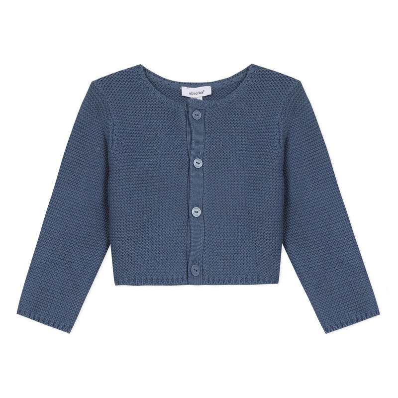 Cardigan bébé en point mousse bleu naissance Absorba