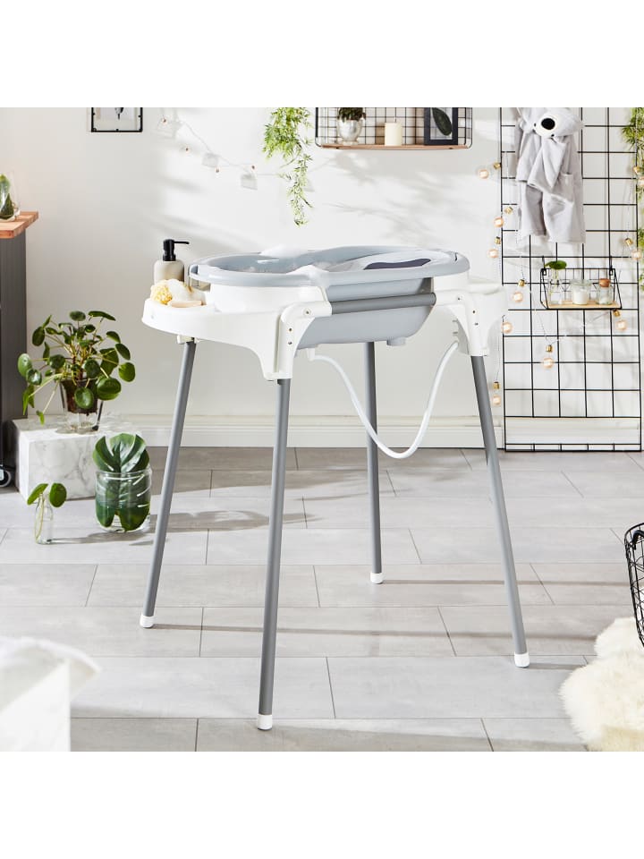 Rotho Babydesign Babybadewanne mit Ständer aus robustem Stahl in stone grey günstig kaufen onesize