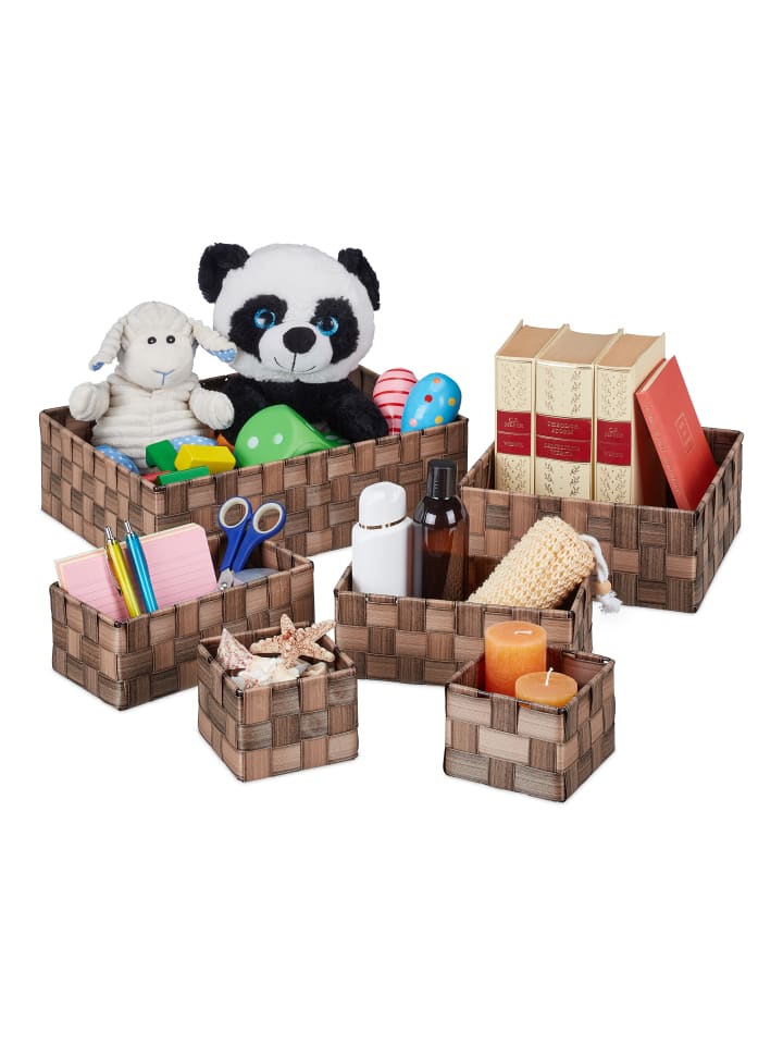 relaxdays 6-tlg. Aufbewahrungskorb Set in Braun günstig kaufen onesize
