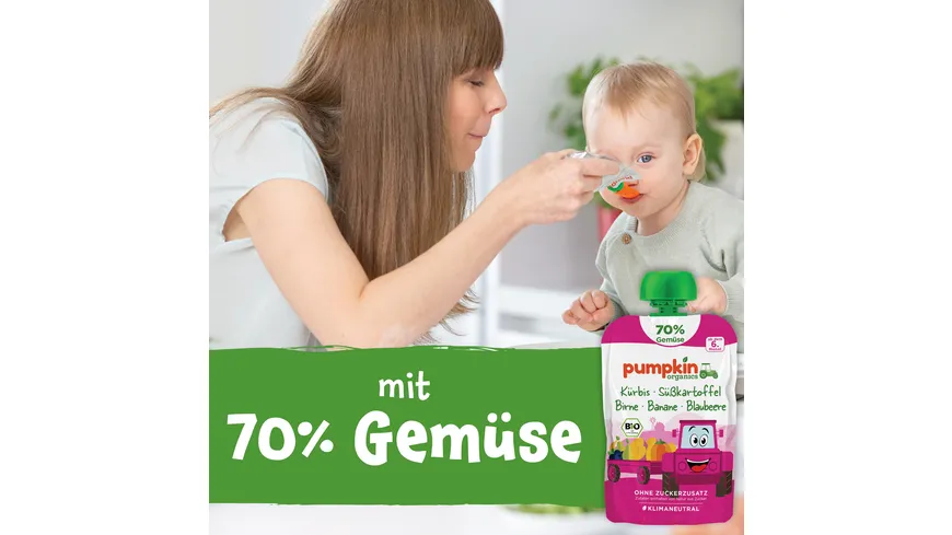 pumpkin organics Bio Quetschie Kürbis, Süßkartoffel, Birne, Banane, Blaubeere 100 g