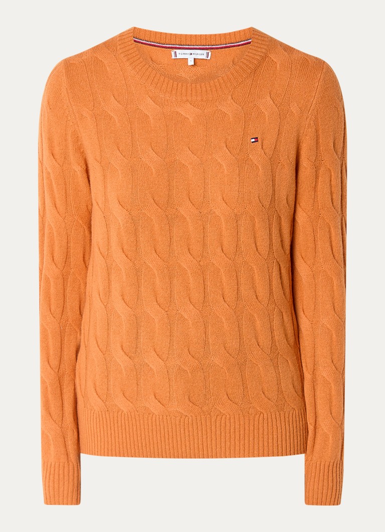 Tommy Hilfiger Kabelgebreide pulóver van wol logóval