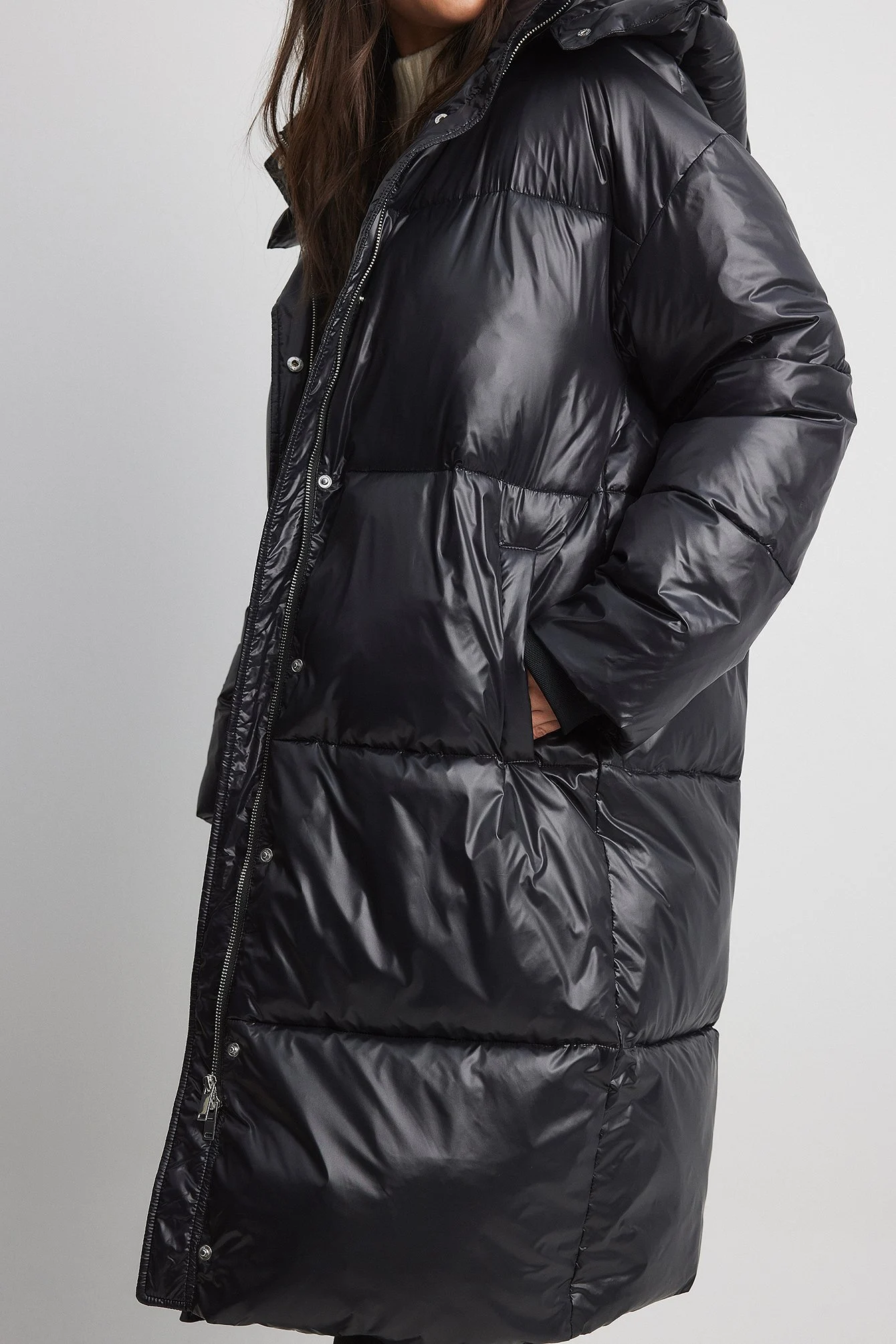 Lange oversized wattierte Jacke