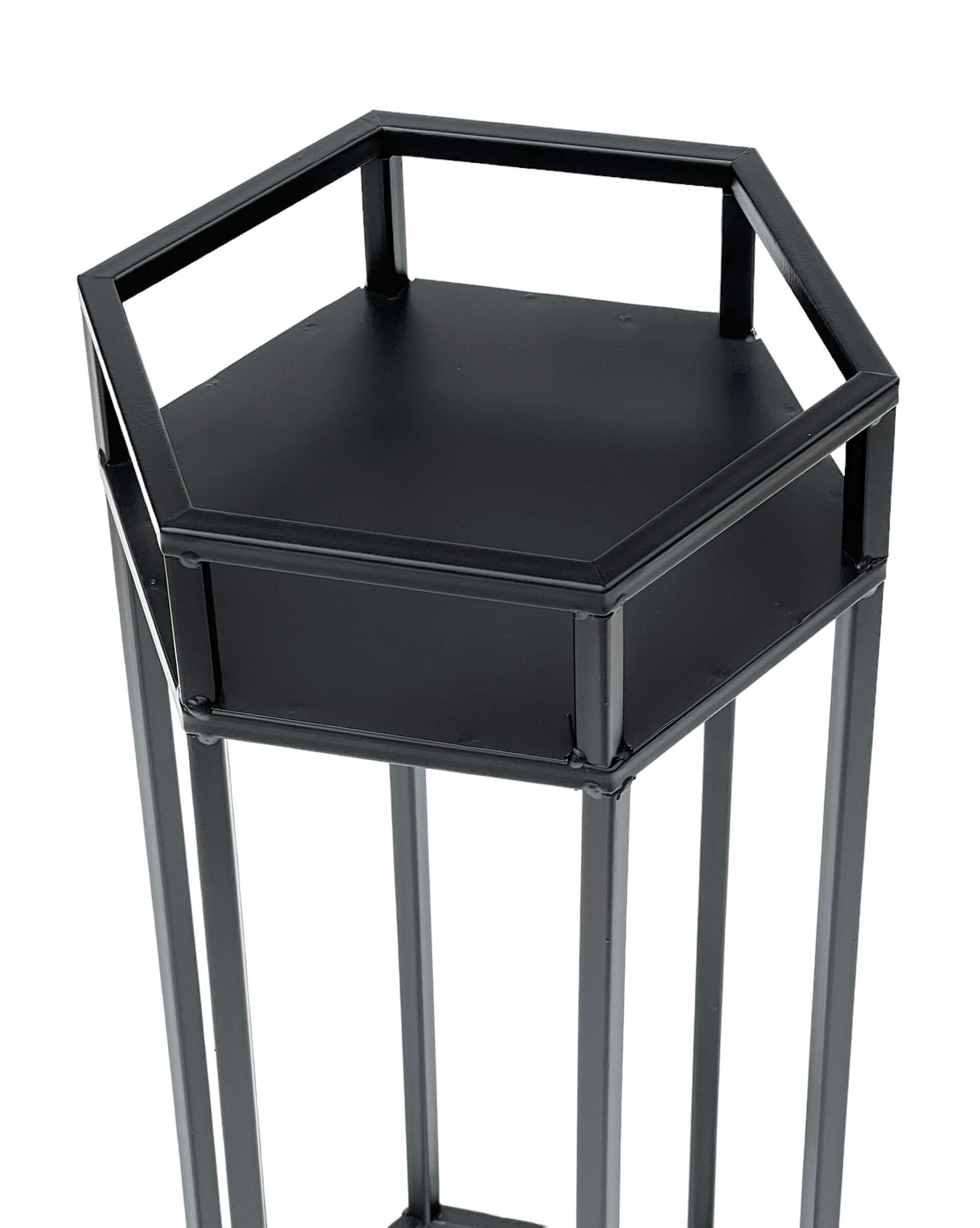 DanDiBo Blumenständer Blumenhocker Metall Schwarz 6eck 50 - 70 cm Blumenständer 96453