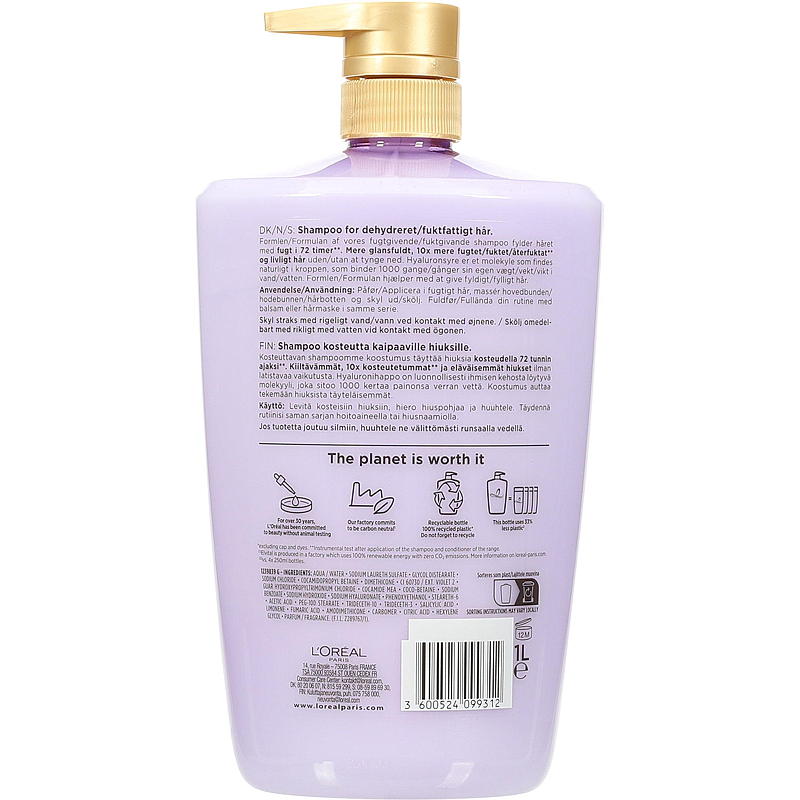 Loreal Elvital shampoo 1 l Hyaluron plump