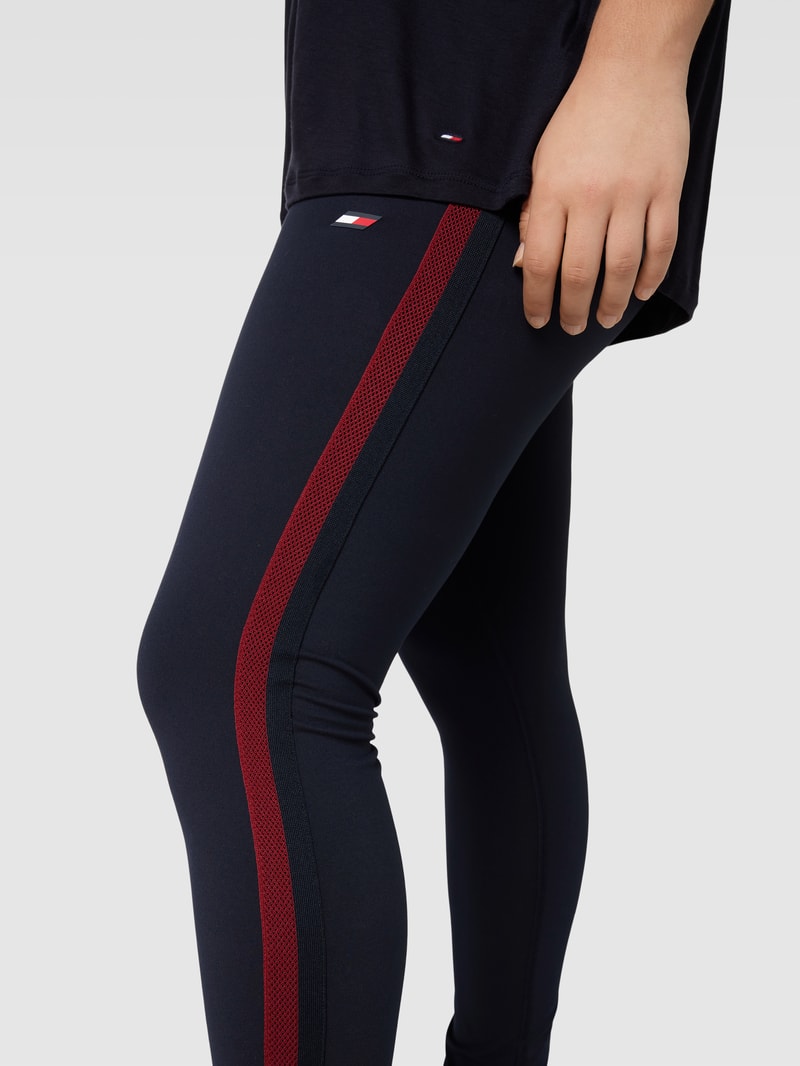 PLUS SIZE Leggings mit elastischem Bund Modell 'SPLIT' in marineblau