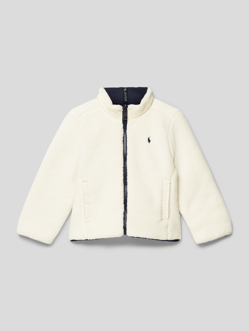 Wendejacke in Teddyfell-Optik mit Steppnähten in offwhite