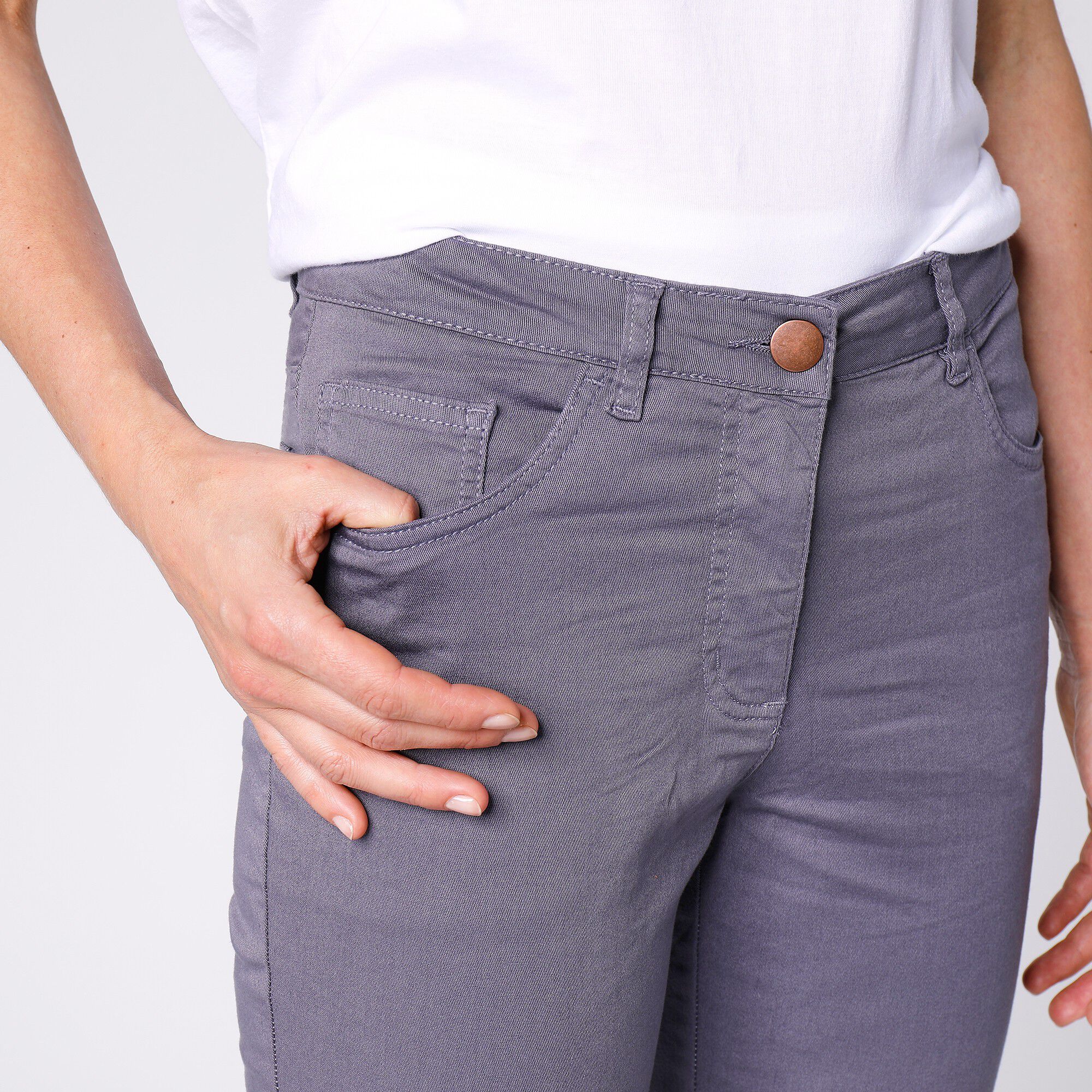 Pantalon effet ventre plat coton extensible