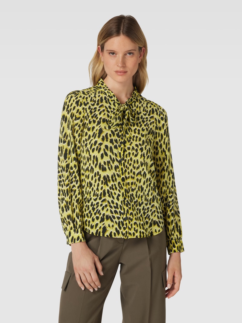 Bluse mit Animal-Print Modell 'TAOS' in neon gelb