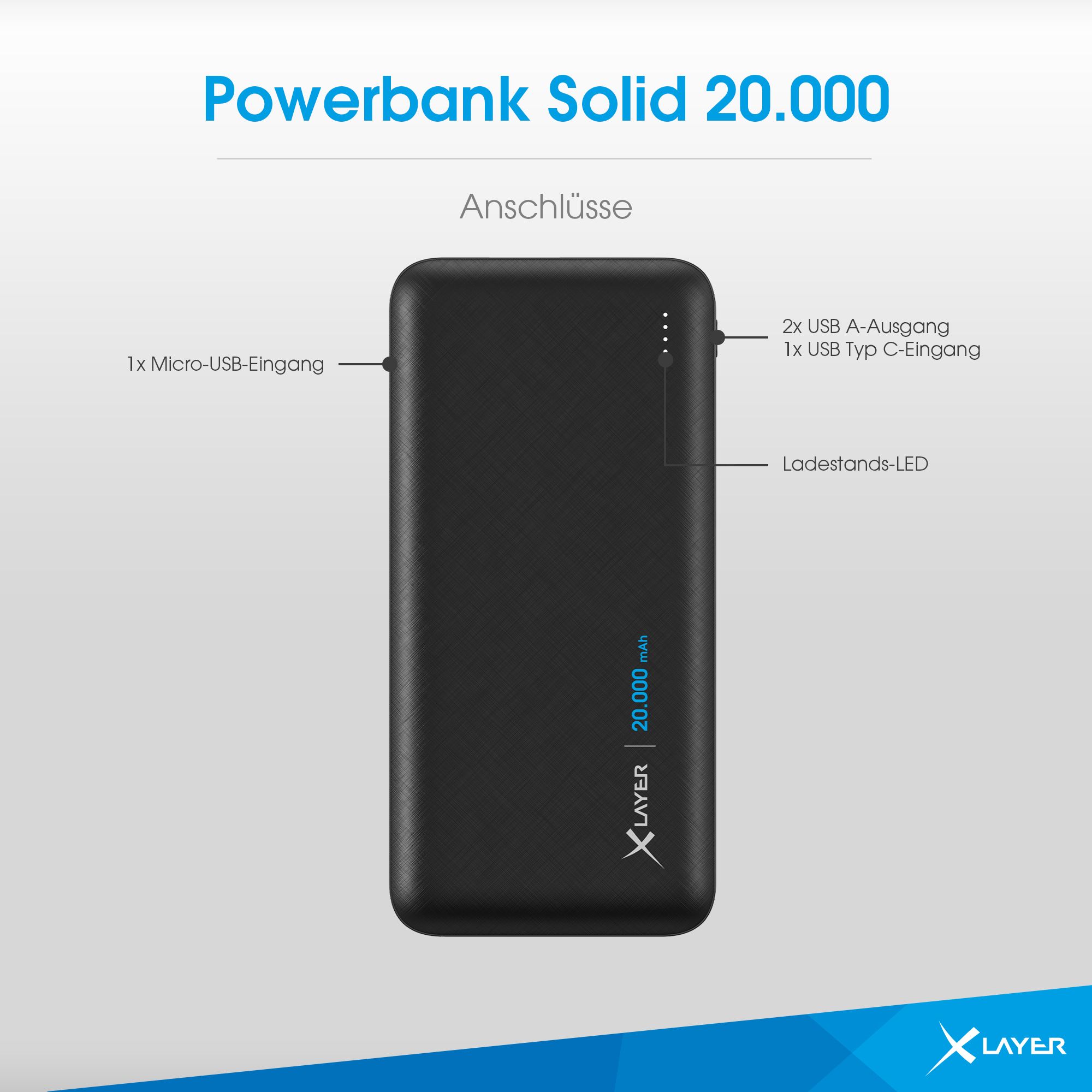 XLayer Solid 20.000 mAh Powerbank