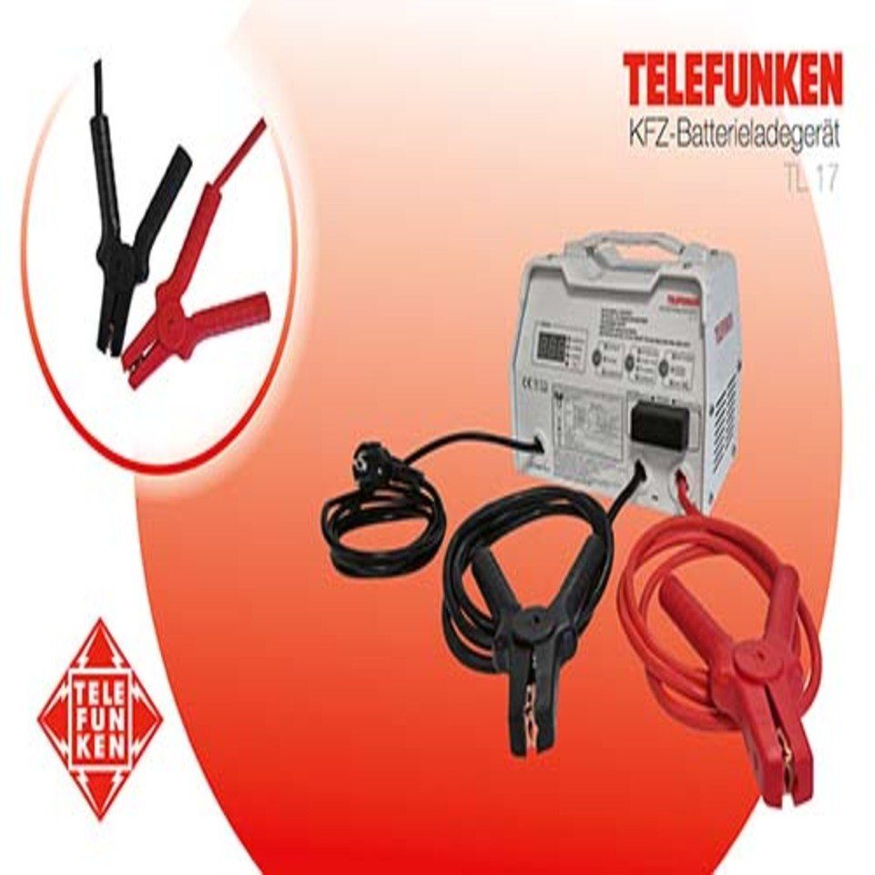 Telefunken Telefunken KFZ-Batterieladegerät TL 17 Autobatterie-Ladegerät (2,61 mA, Schutz gegen Kurzschluss Überlastung, autom. Batterietyperkennung)