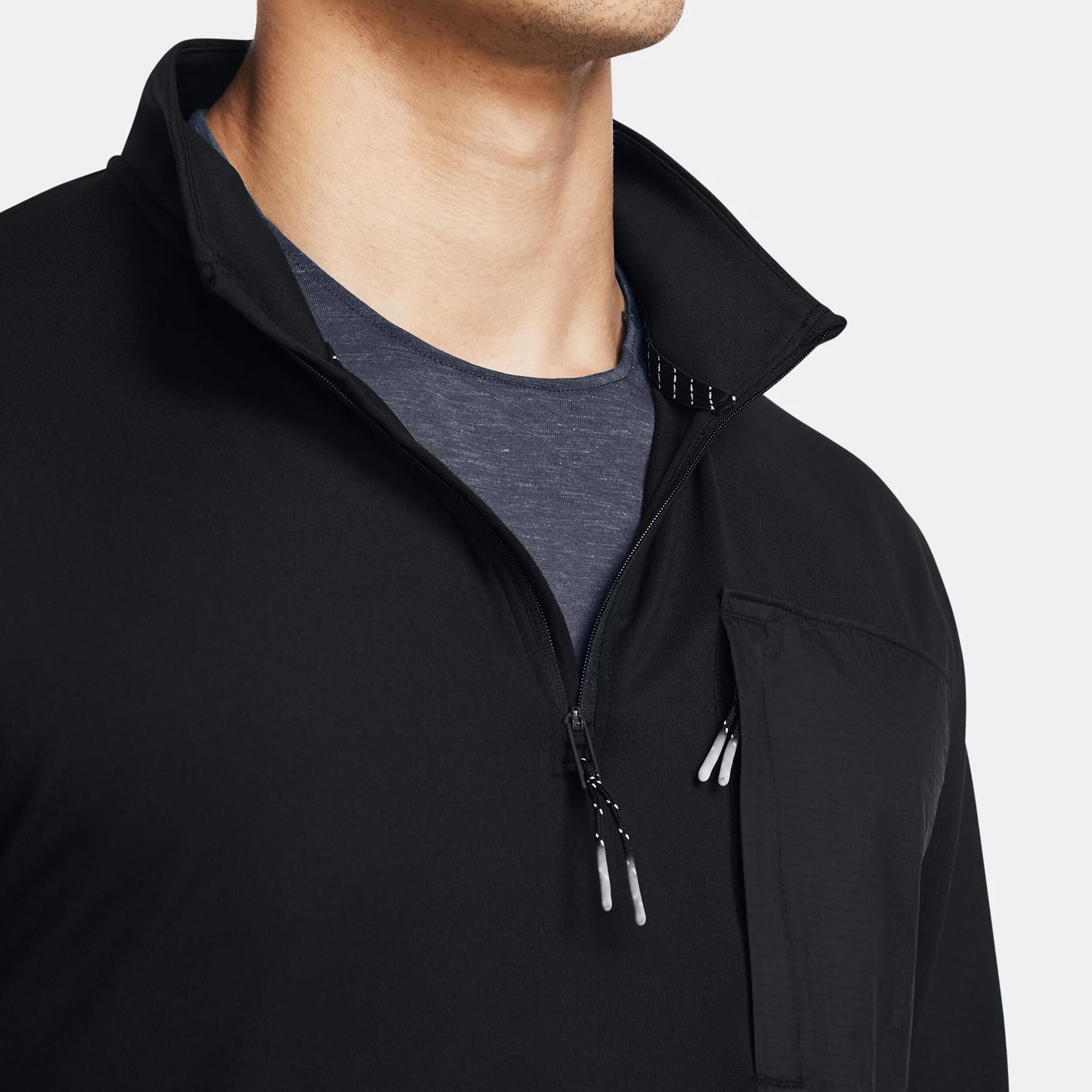 Run Trail Quarter Zip Lauftop Herren - Schwarz