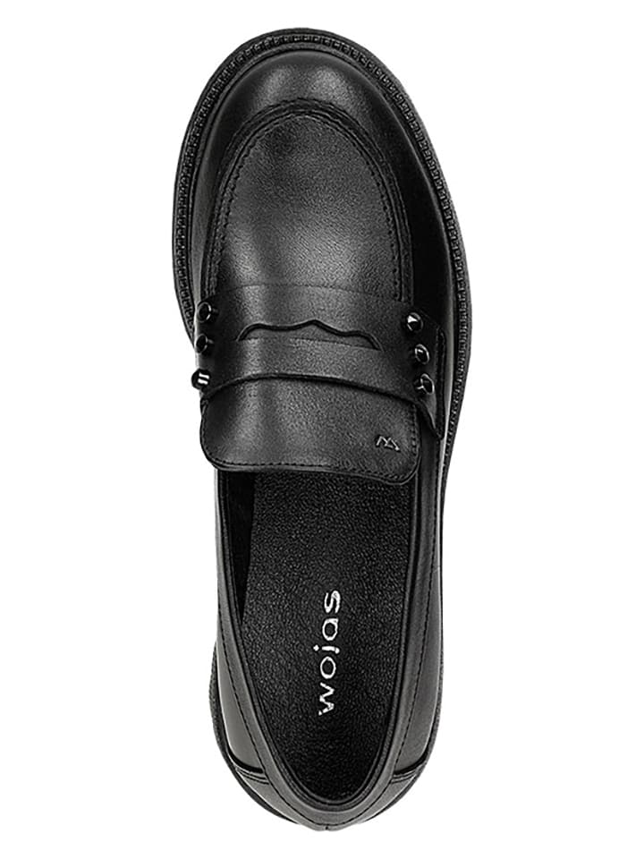 Wojas Leder-Mokassins in Schwarz günstig kaufen