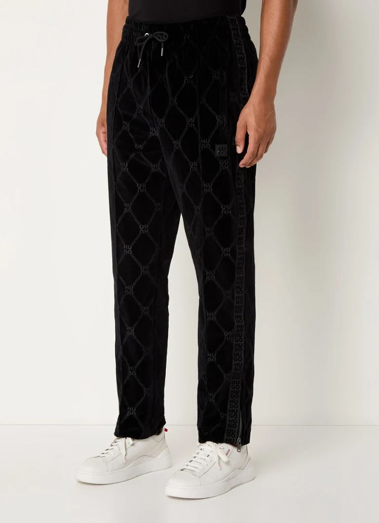 HUGO BOSS Dislaco calça de treino de ajuste reto van fluweel com logoprint