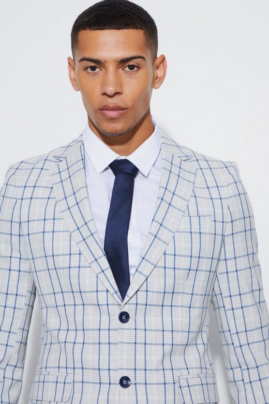 Einreihiger karierter Super Skinny Blazer