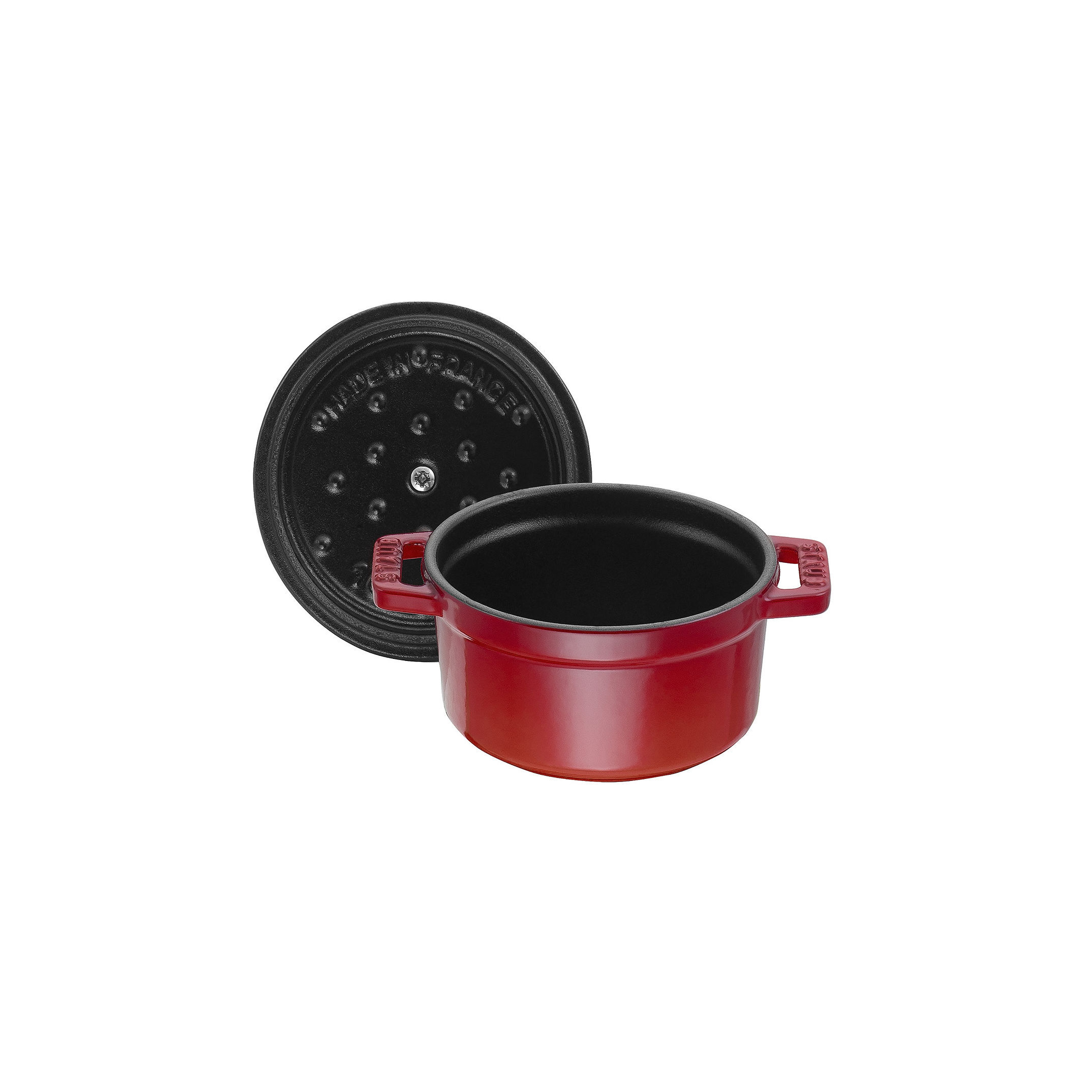 Mini Cocotte 10 cm, rund, Kirsch-Rot, Gusseisen
