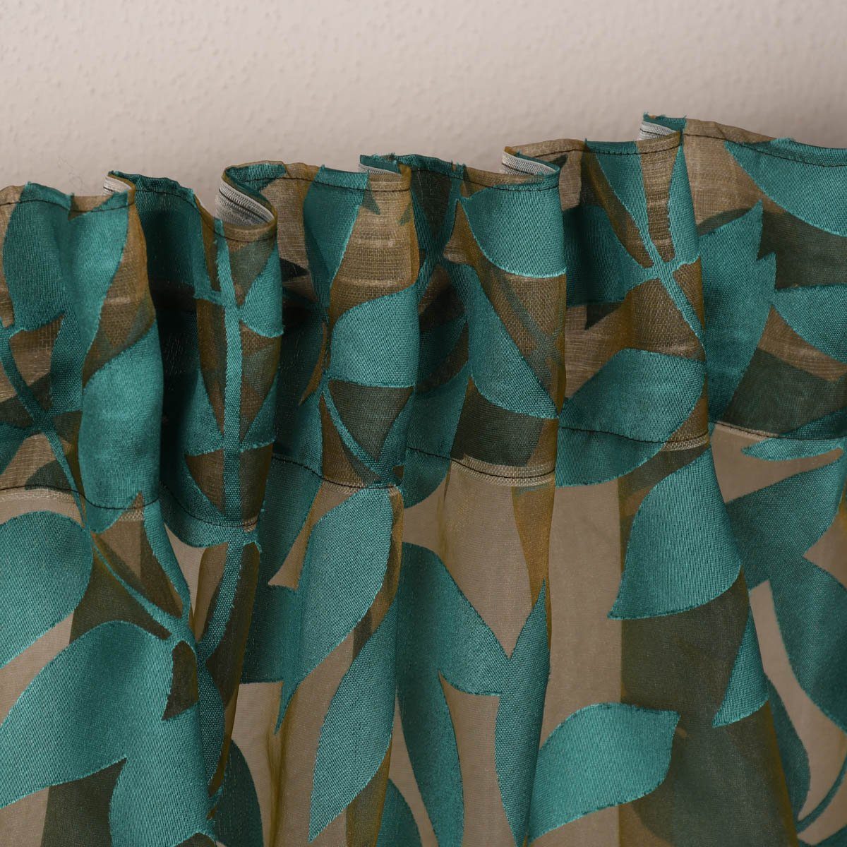 Meterware Rasch Textil Stores Ausbrenner Sri Lanka Blätter petrol bronze 300cm, halbtransparent, Viskose, überbreit