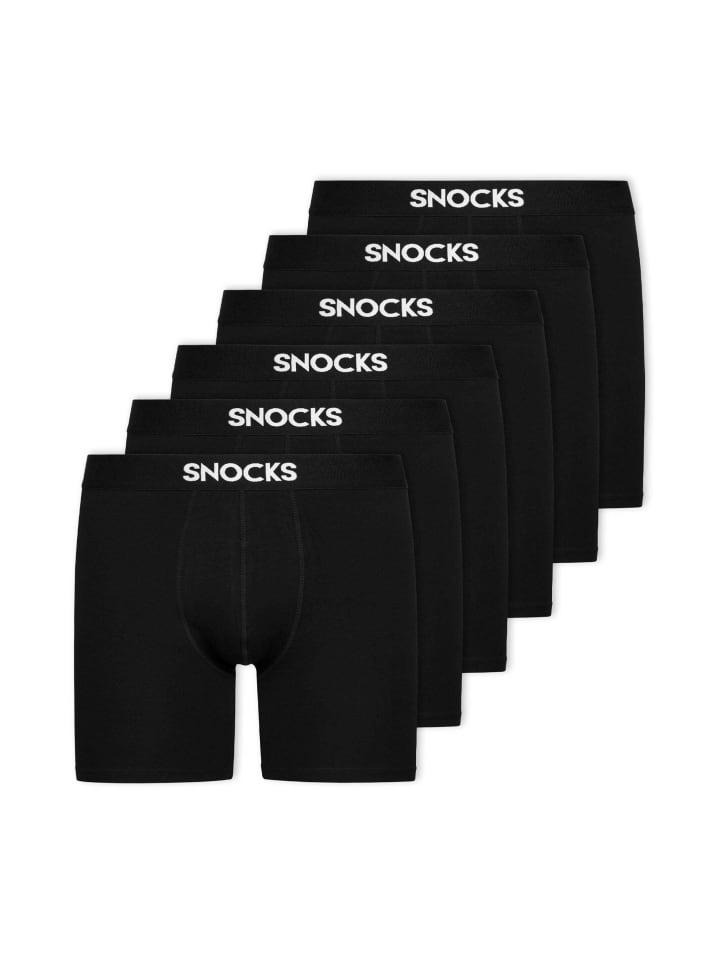 SNOCKS Lange Boxershorts 6 Stück in Schwarz günstig kaufen